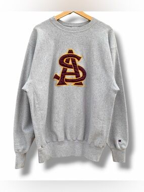 Vintage 90s Champion Arizona State University Reverse Weave Sweatshirt Gray XXL